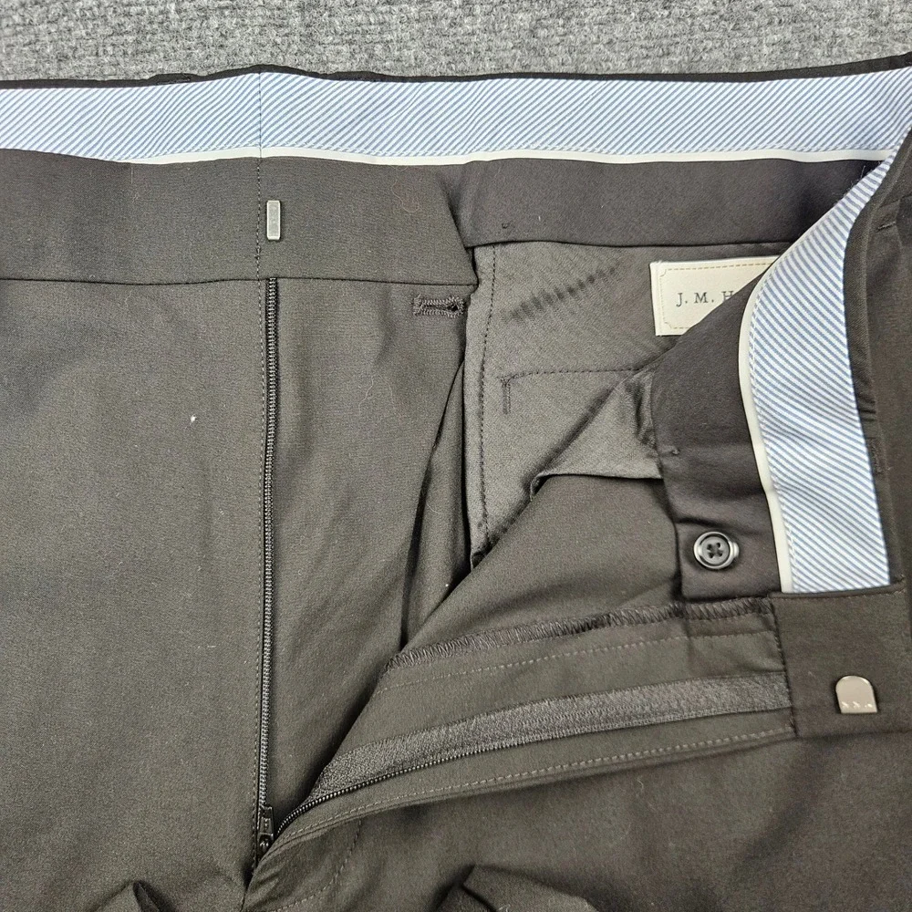 J.M. Haggar Mens Premium Dress Pants 38x32 Black Classic Fit 4-Way Stretch New